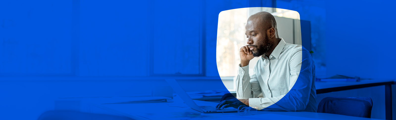 Man on Computer for data 