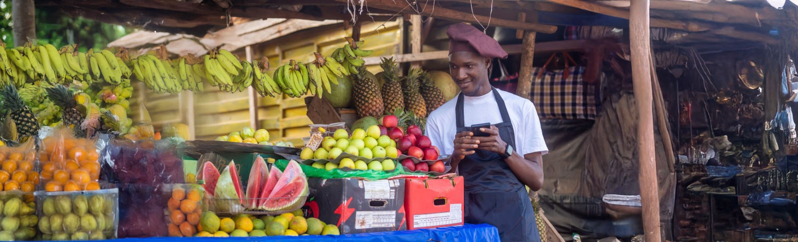 Man Merchant at Market for banner